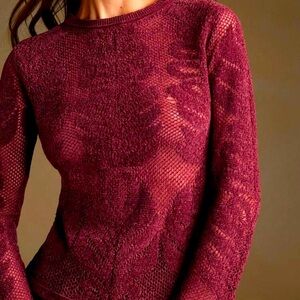 Burgundy Lace Knit Sweater